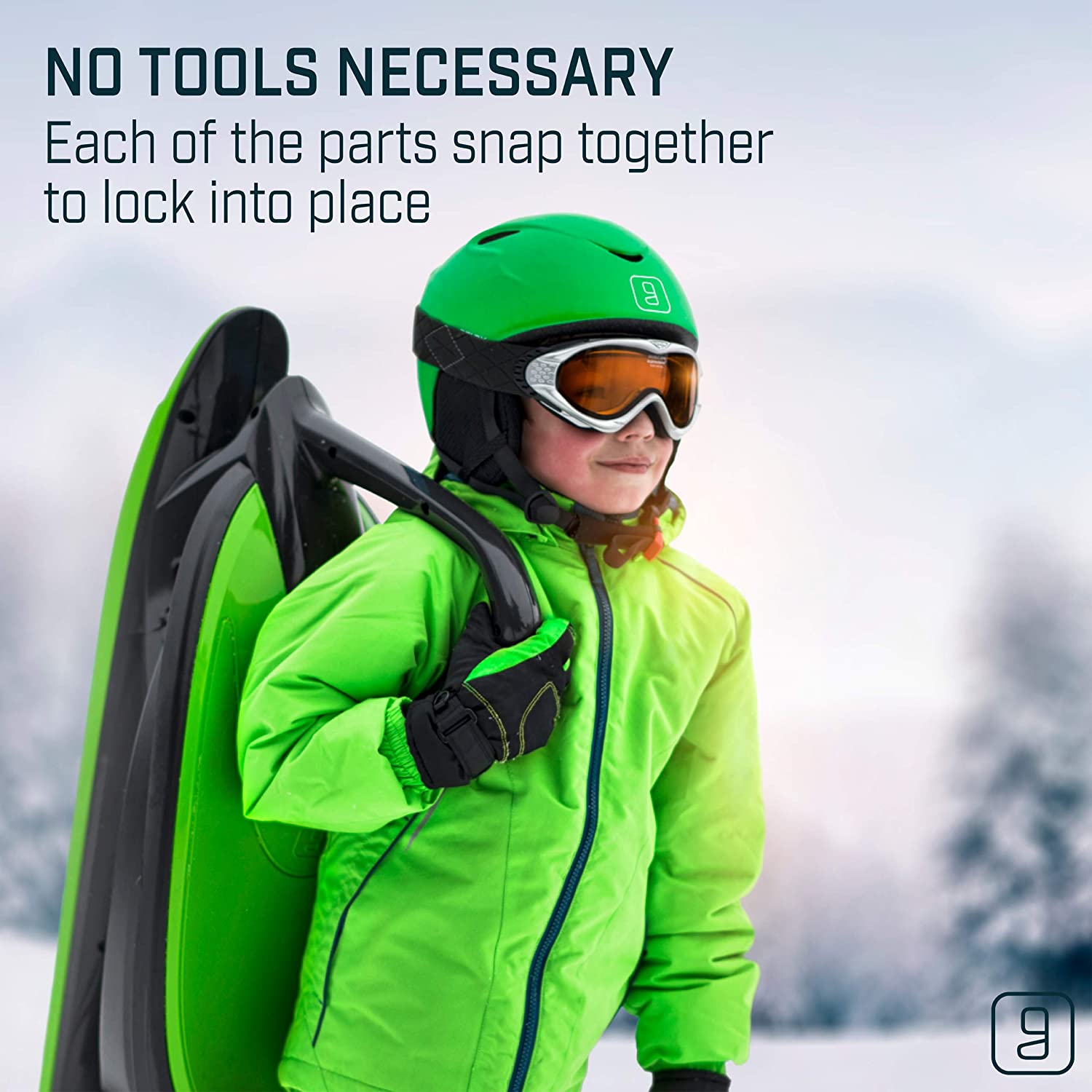 Gizmo Riders Skidrifter Sled for Kids, Snow Sled with Brake (Mystic Green)